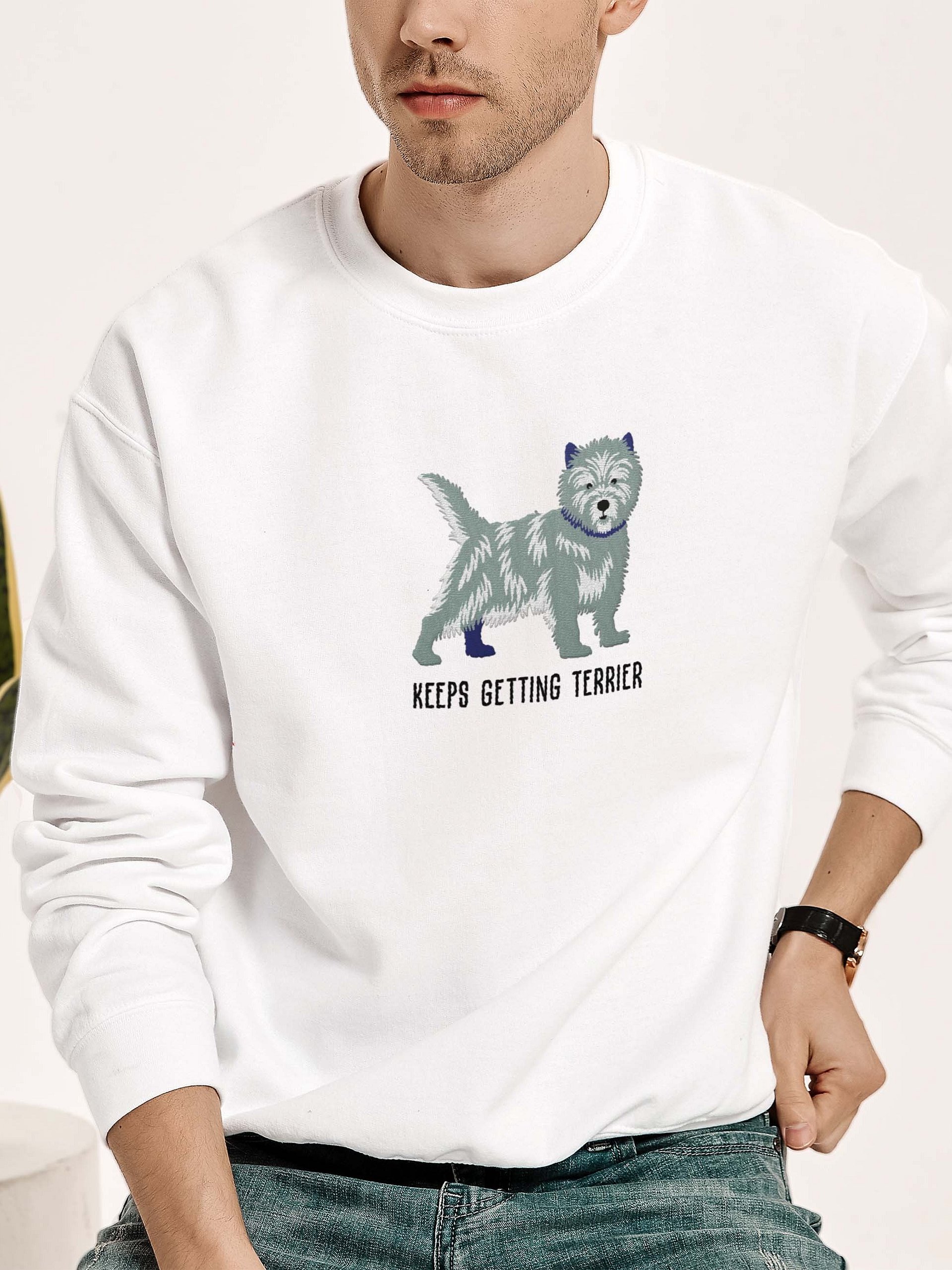 Keeps Getting Terrier Sweatshirt (Embroidered) of a Cairn Terrier(Blue Brindle) product image (2)