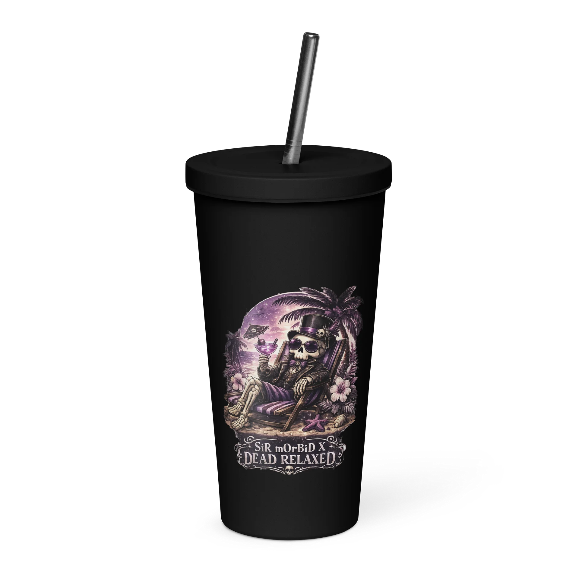 ''Dead Relaxed'' Insulated Tumbler with a Straw product image (1)