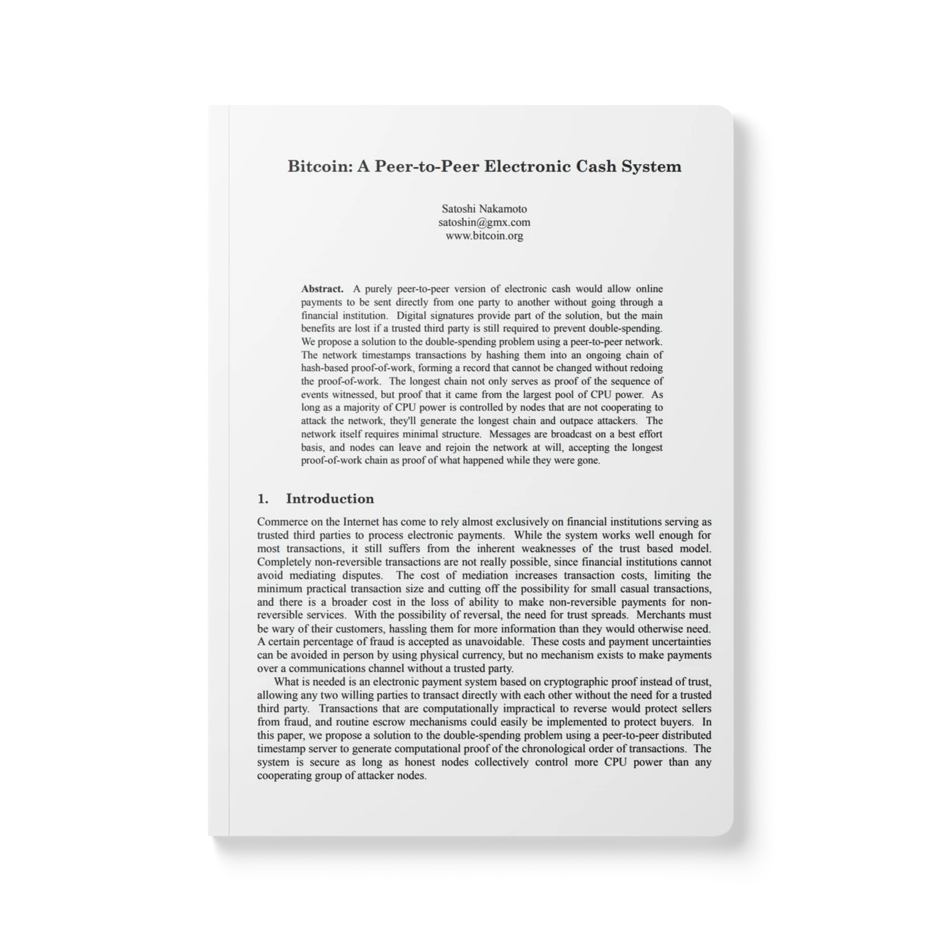 Bitcoin Whitepaper Notebook - With The Times product image (1)