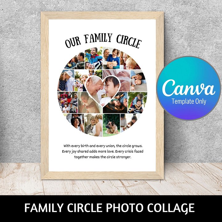 Family Circle Photo Collage Canva Template product image (1)