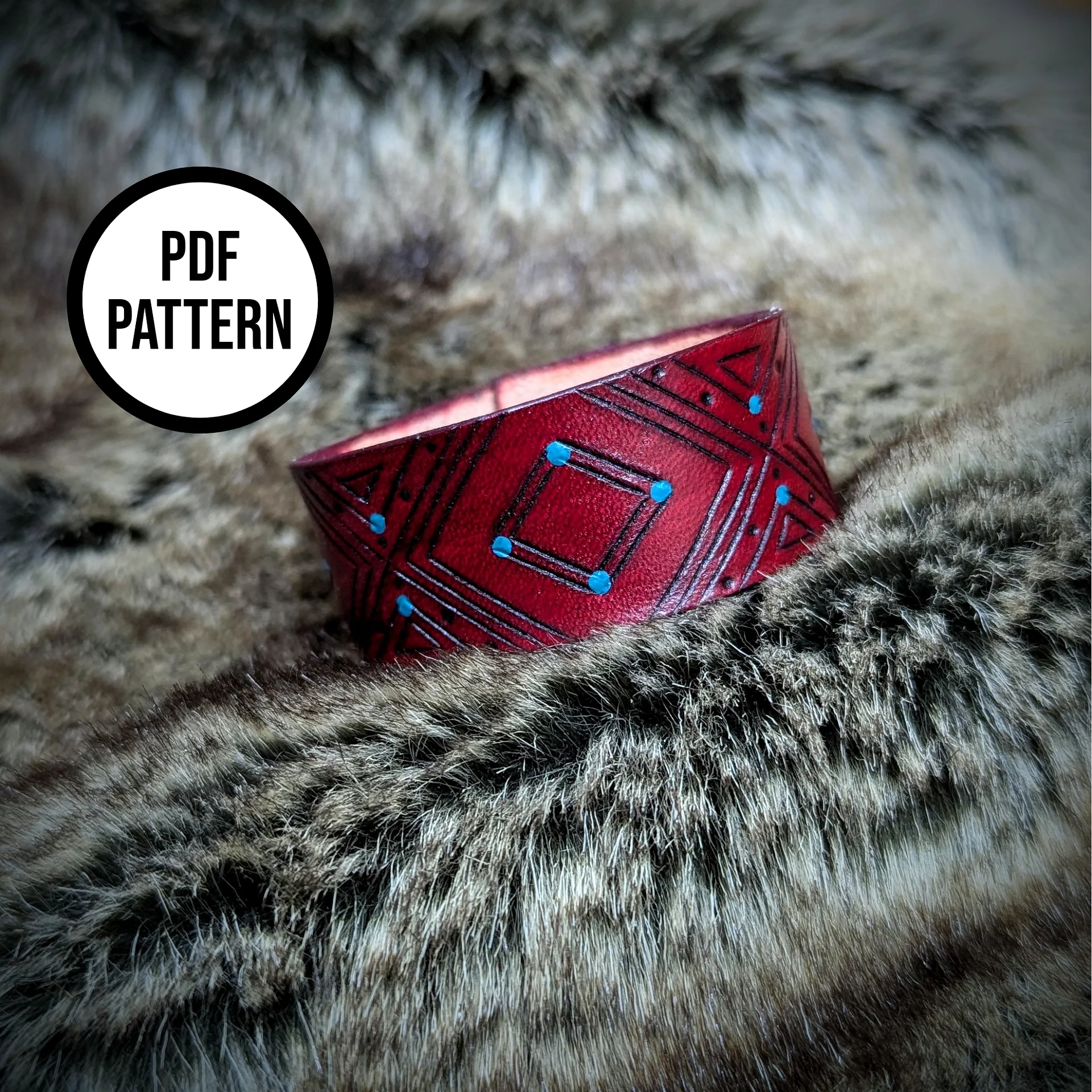 Geometric Leather Cuff Pattern - PDF Pattern for Leatherwork product image (4)