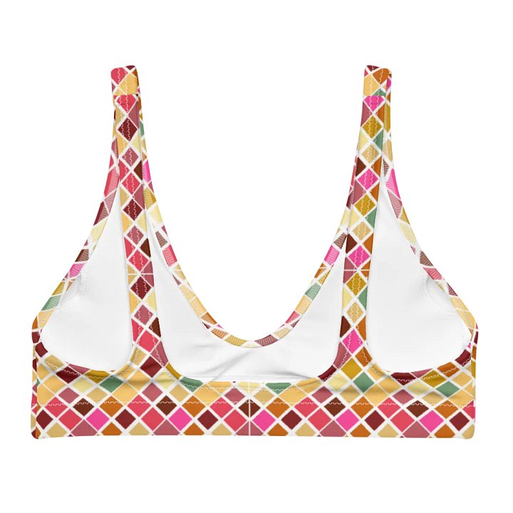 Colorful Square Pattern Design Padded Bikini Top - V4 product image (2)