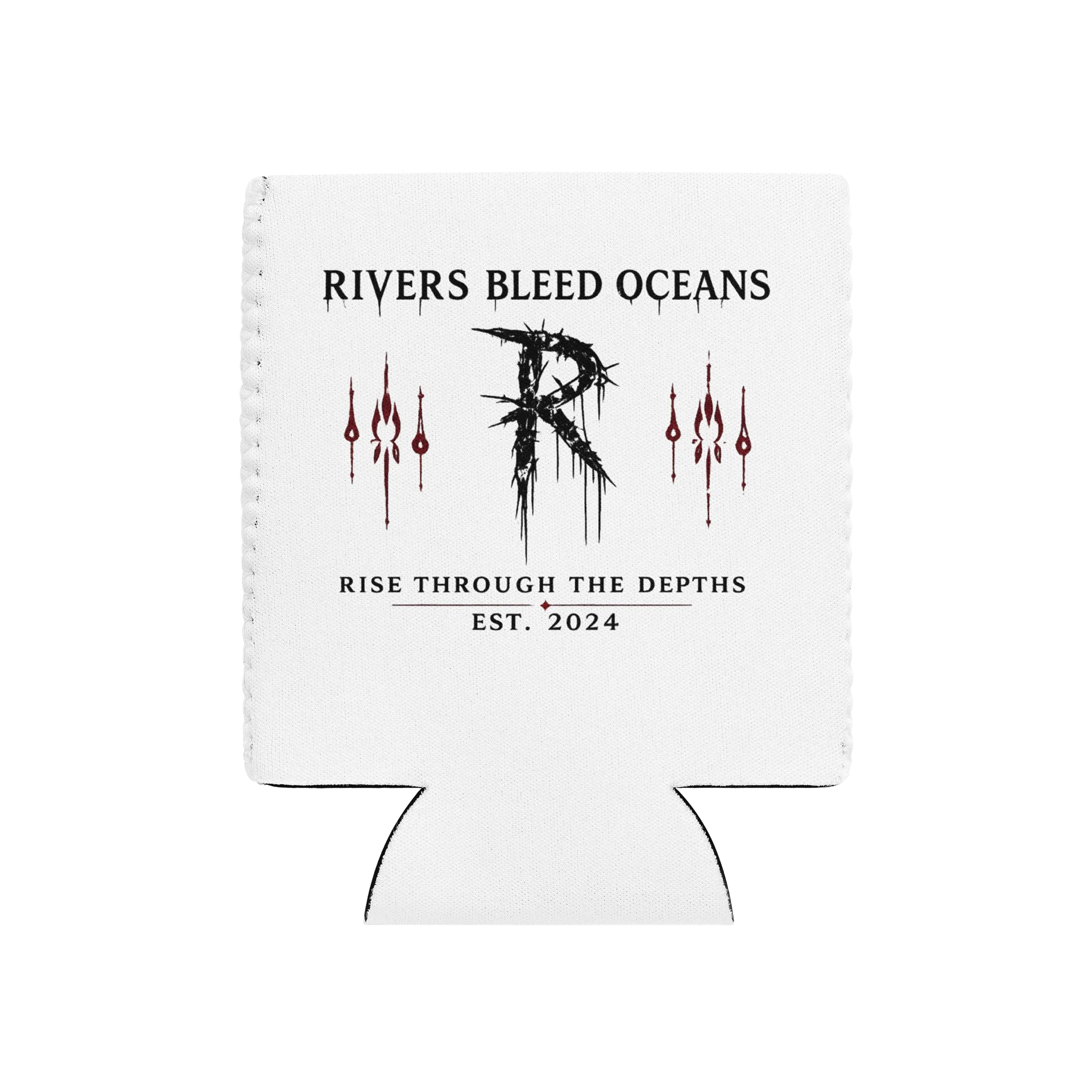 RIVERS BLEED OCEANS Coozie — Est.-White product image (1)
