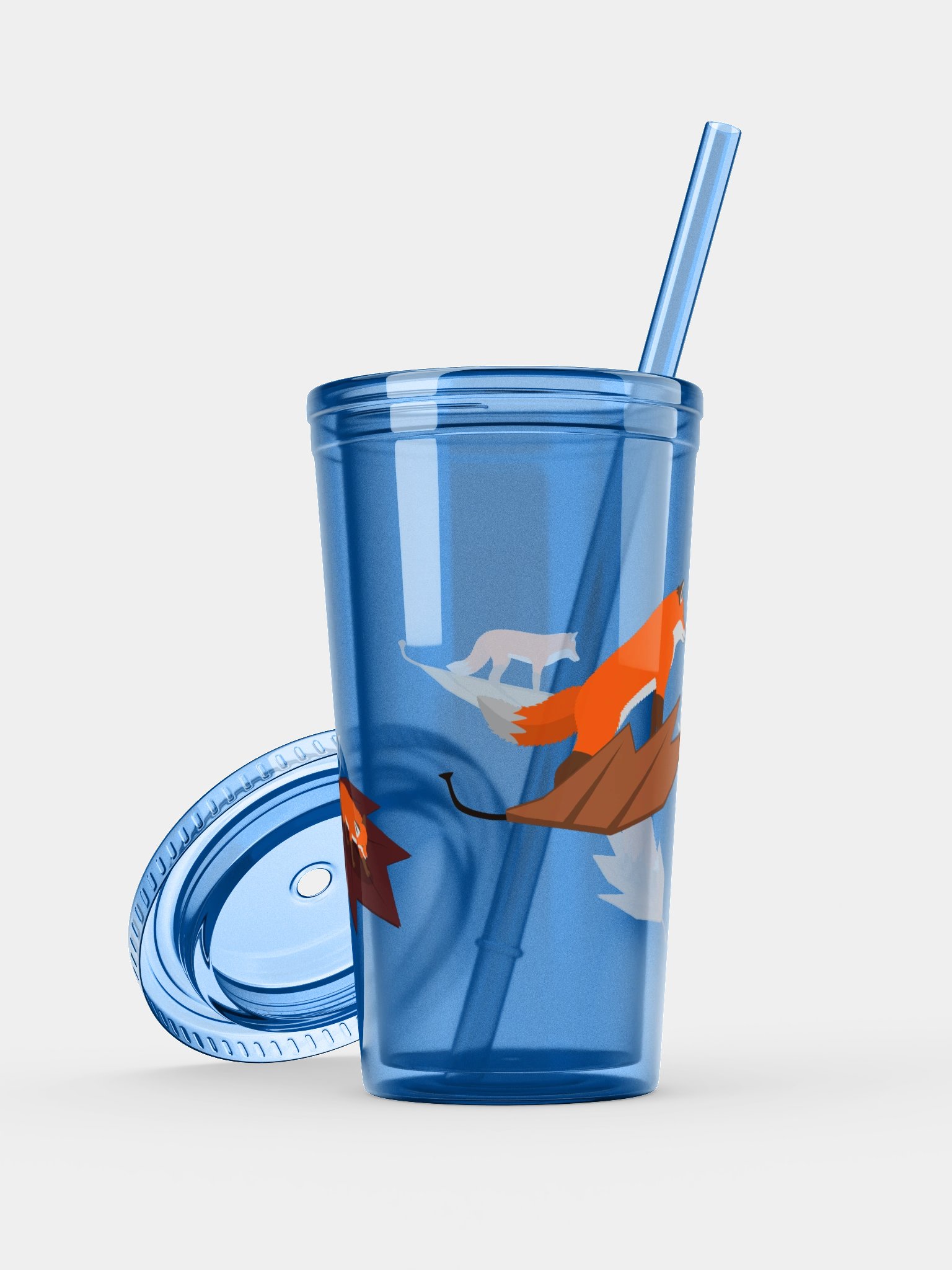Tiny Autumn Leaf Foxes Transparent Tumbler product image (14)