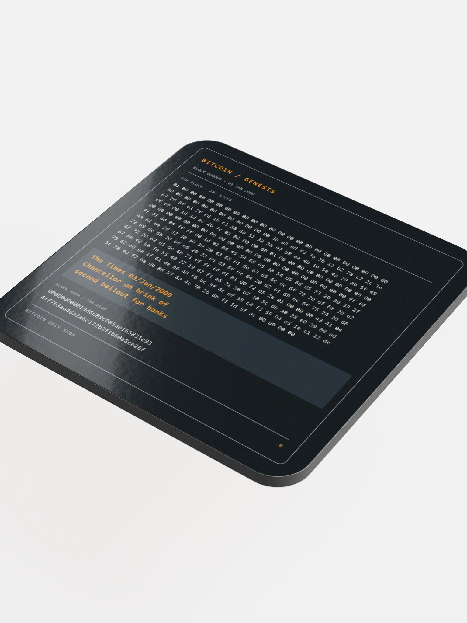 Genesis Block — Obsidian Bitcoin Coaster product image (4)