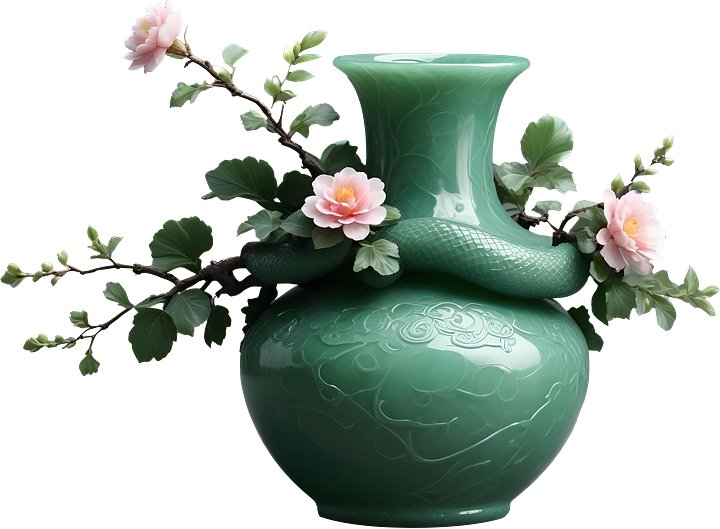 Celestial Jade Vase – Serpent Harmony PNG product image (1)
