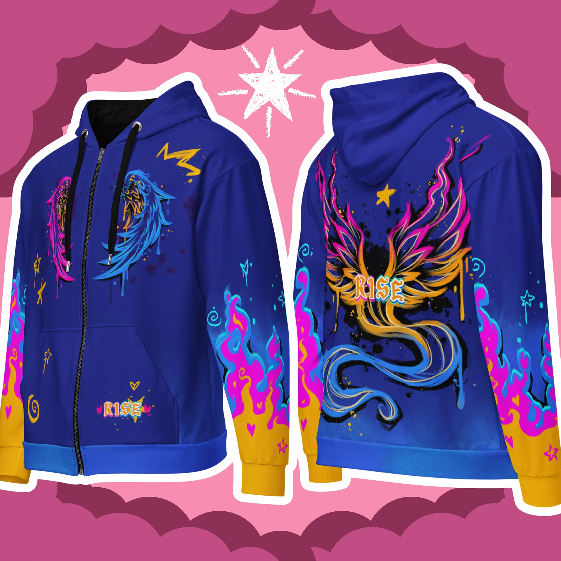 RISE Collection: Subtle Pansexual Pride Phoenix Zip Hoodie - BLUE product image (1)