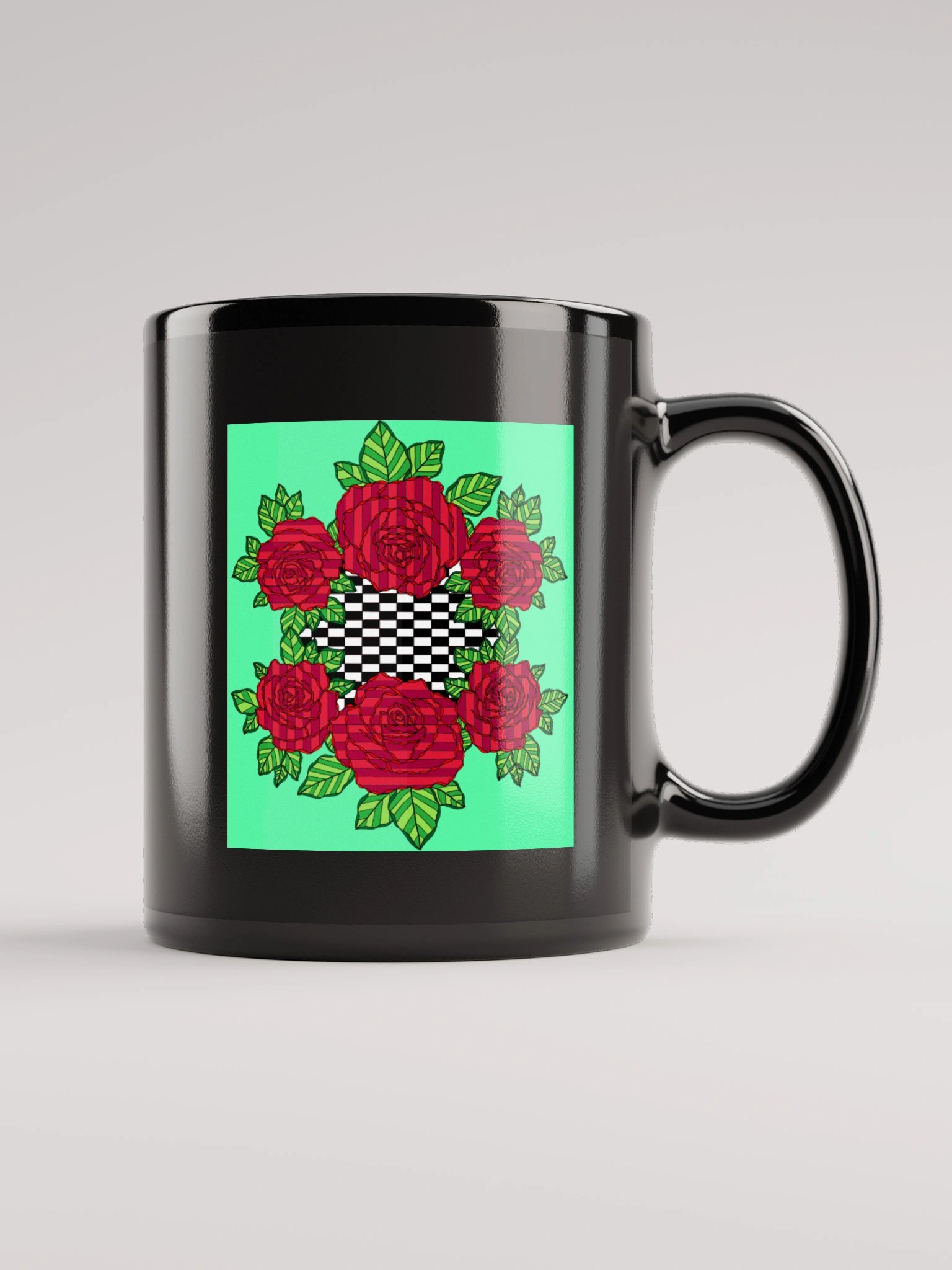 Black Glossy Mug (Rose-Green) product image (3)
