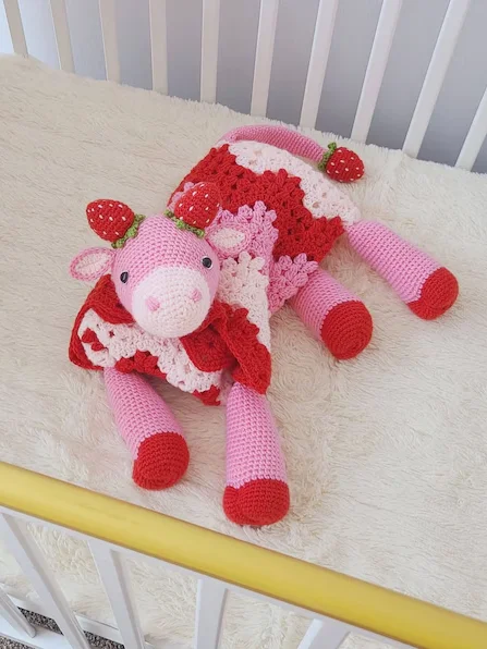 Strawberry Cow Crochet Baby Blanket Pattern - Amigurumi Afghan PDF Pattern - Crafting Happiness product image (2)