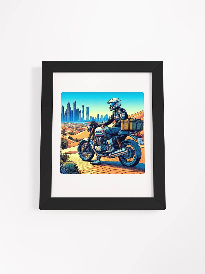 Desert Rider Adventure Poster | biker in dubai city by AI product image (3)