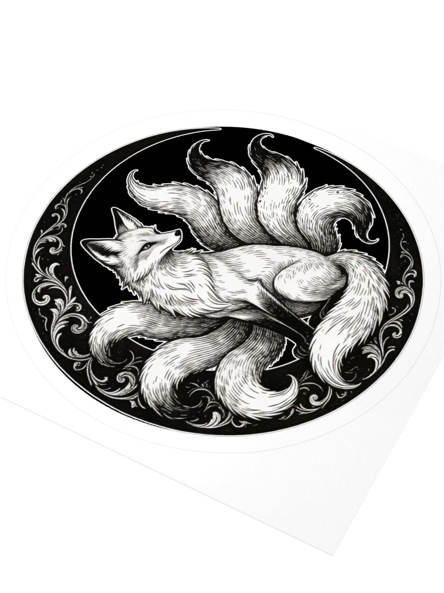 Kitsune Ornate Moon Kiss Cut Sticker product image (7)