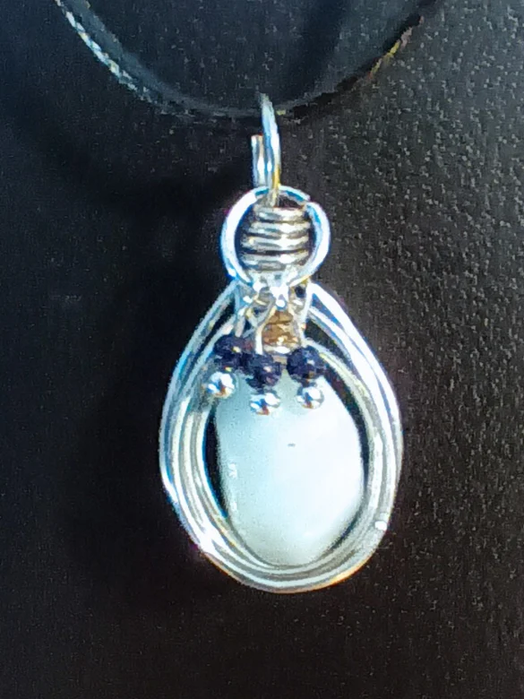 Handmade Aquamarine Pendant | Sparkly Dangly Bits! Silver-Tone | "Ethereal Sky" product image (4)