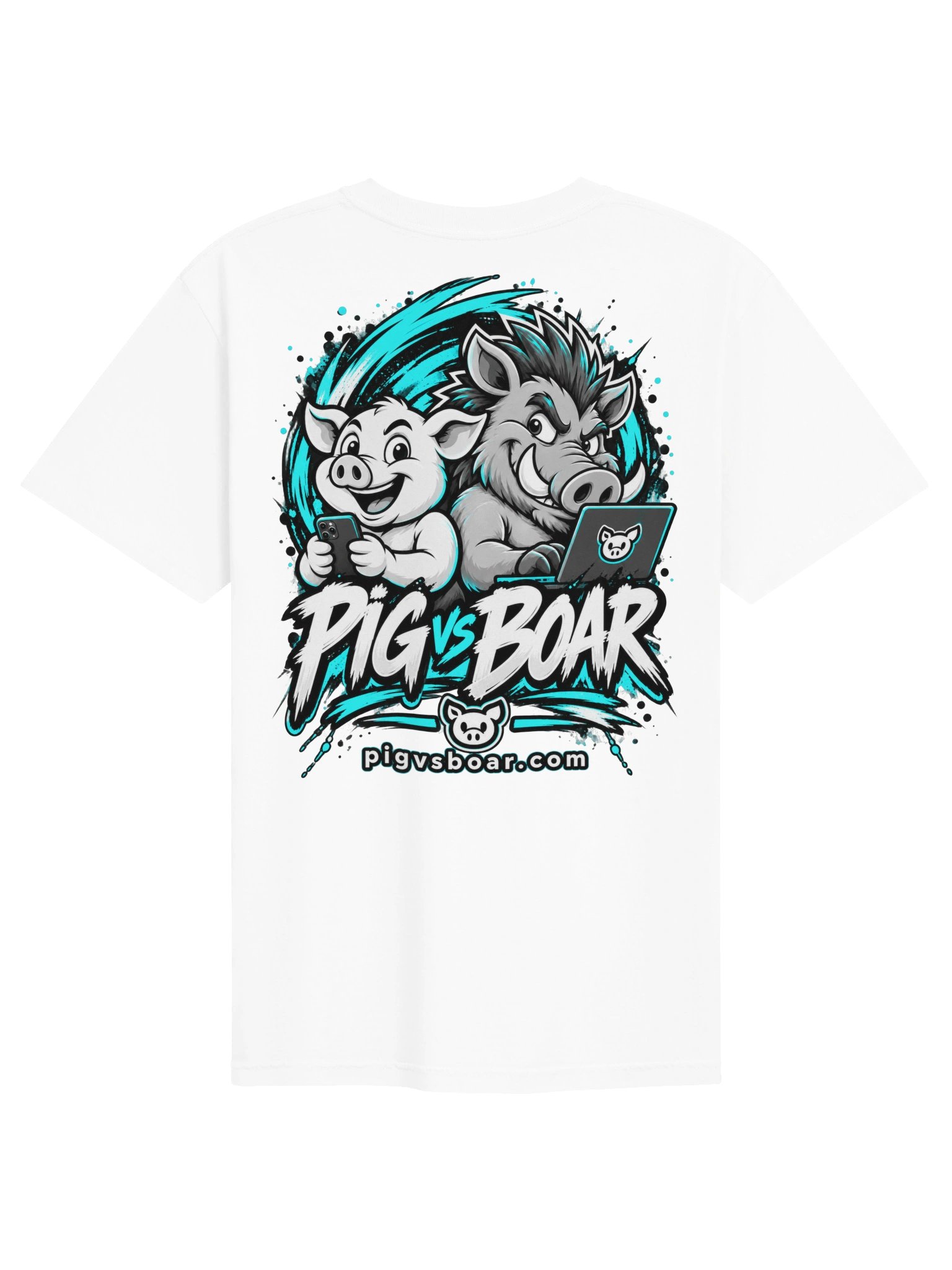 Pig vs Boar Showdown Adult Tee - Teal product image (2)