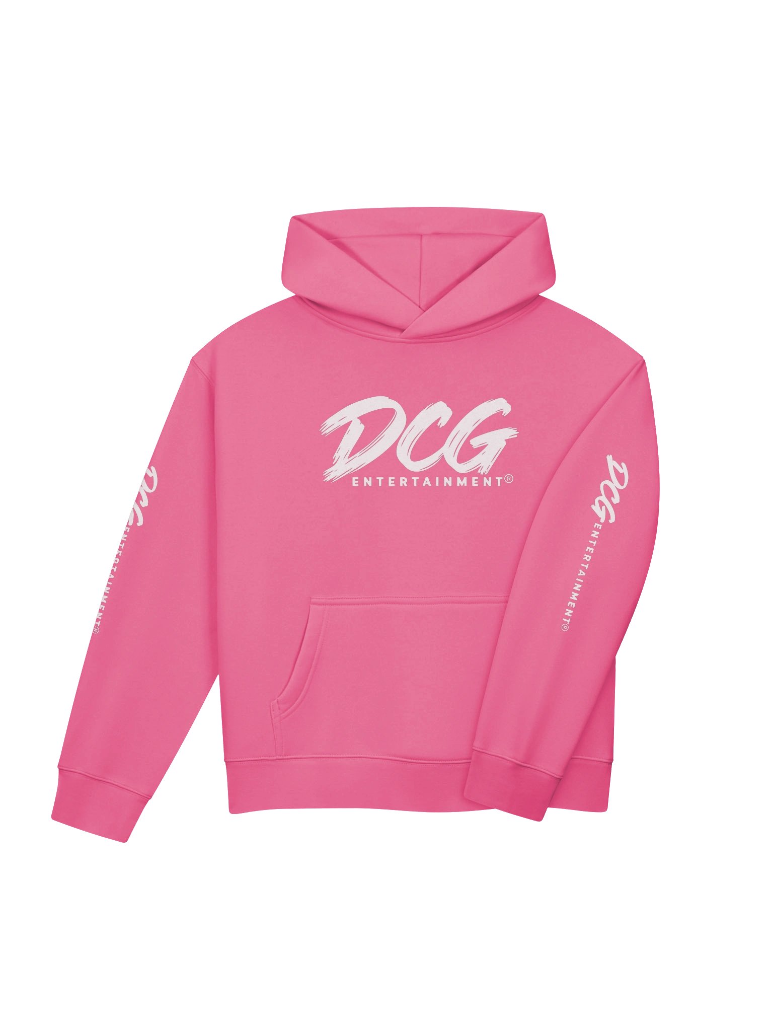 DCG Signature Women’s Relaxed Hoodie – White Logo on Pink product image (4)