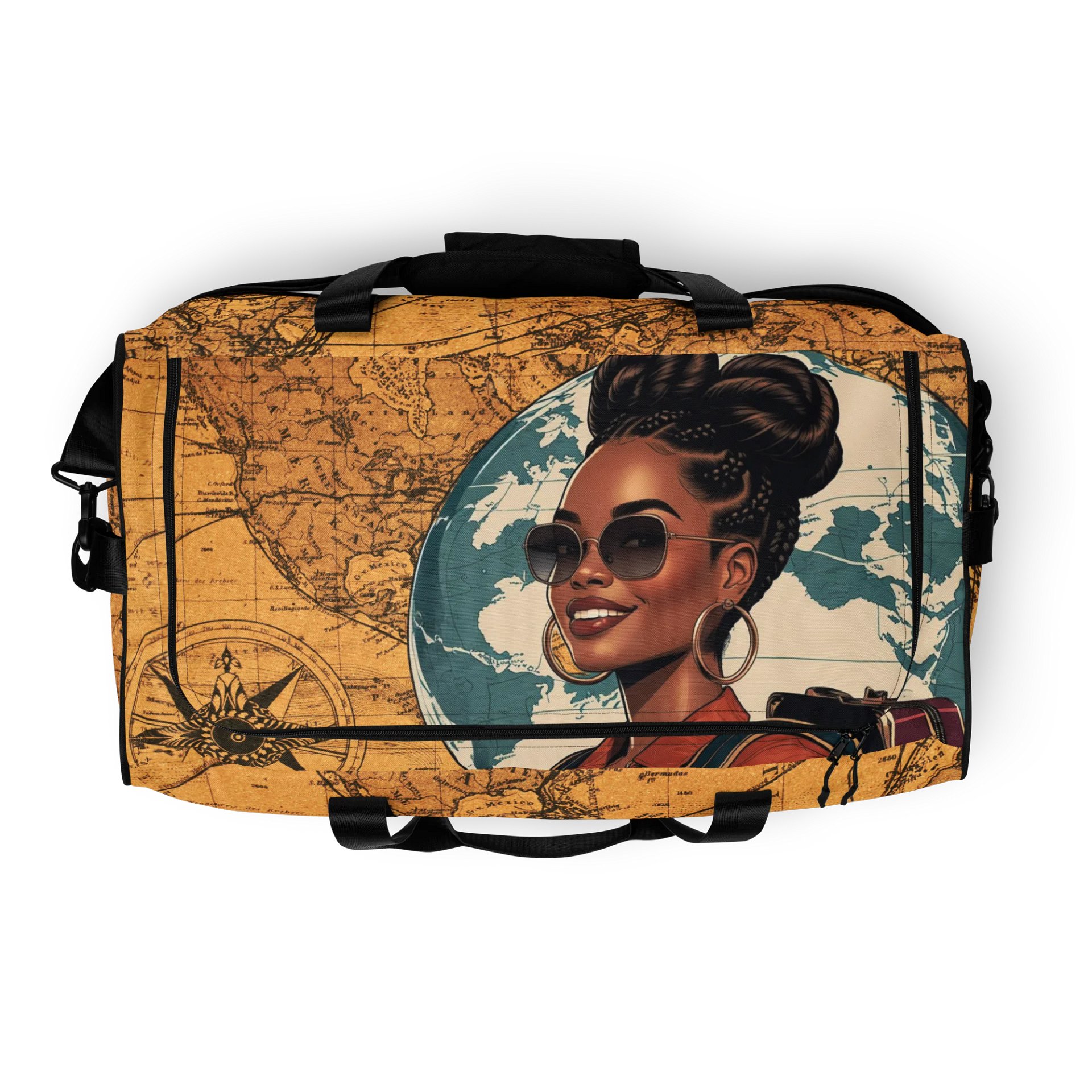 Vintage Americas Map All-Over Duffle Bag product image (8)
