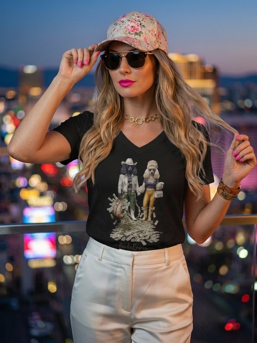 Lucky Poodles V-Neck Tee | Poodle Empire product image (3)