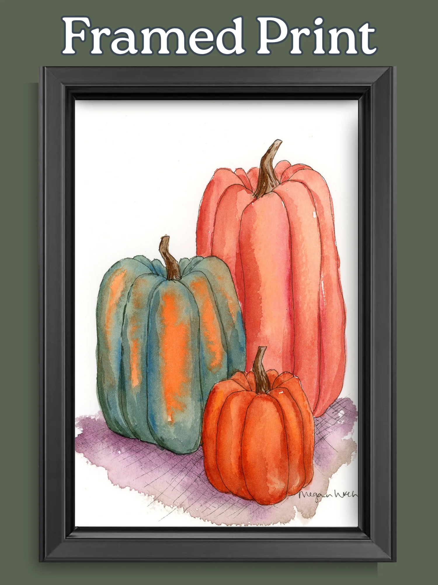 Fall Pumpkin Watercolor Print - Harvest Trio product image (5)