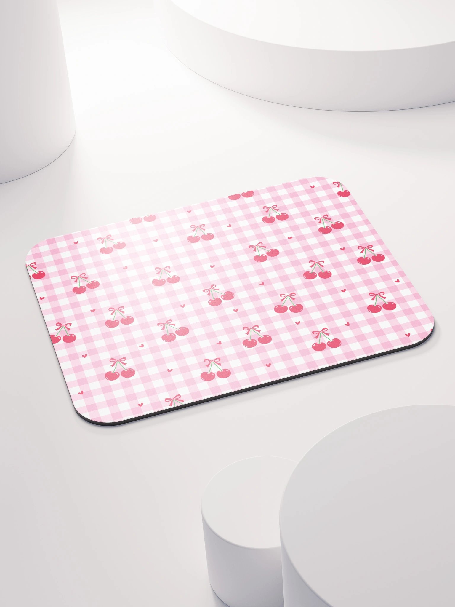 Cherries and Plaid Dreams Mouse Mat- 8.7" x 7.1" product image (4)