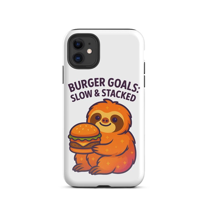 Burger Goals – Funny Sloth iPhone Case | Slow & Stacked Tough Phone Case – Sloths Having Snacks Collection product image (2)