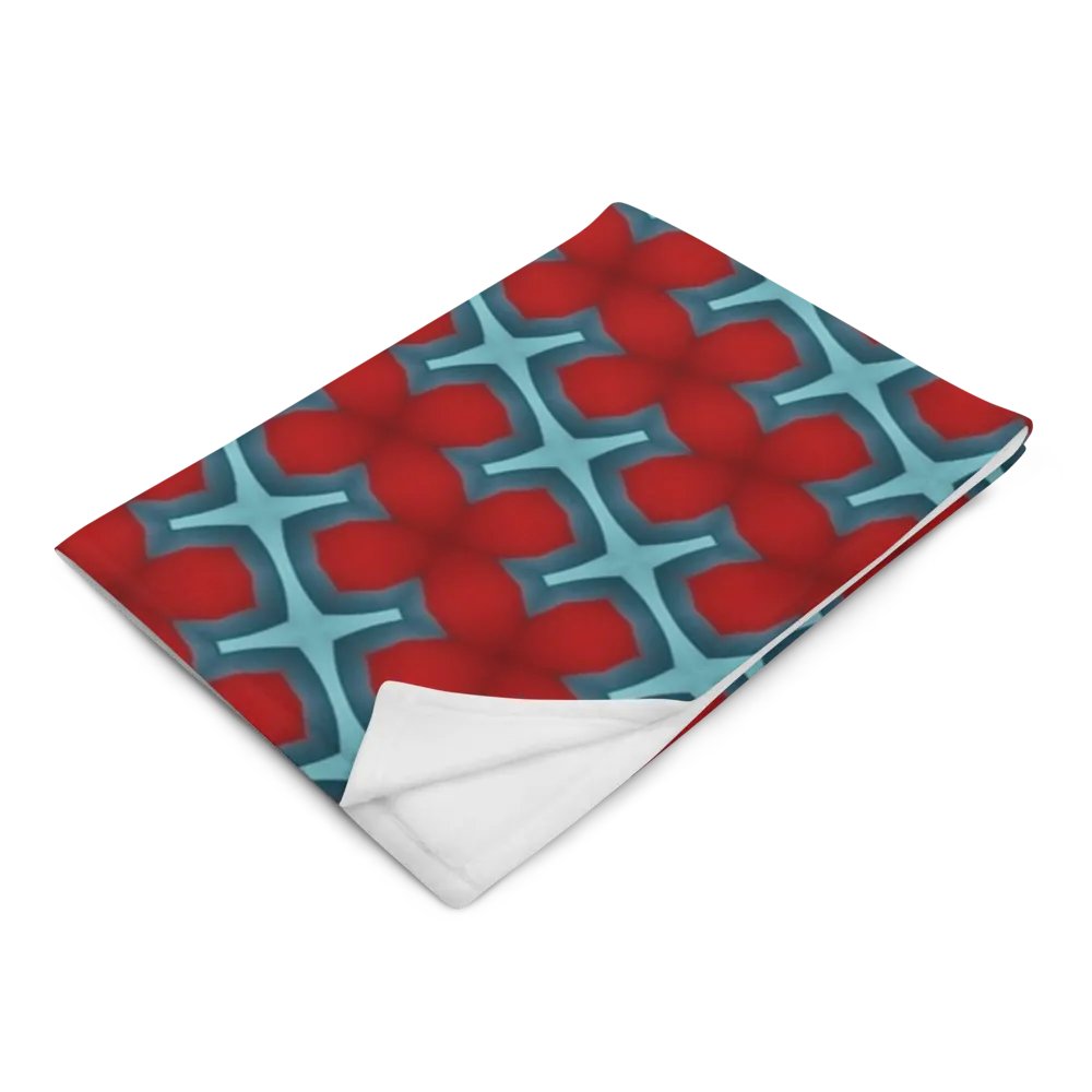 Red & Blue Diagonal Floral Throw Blanket product image (5)