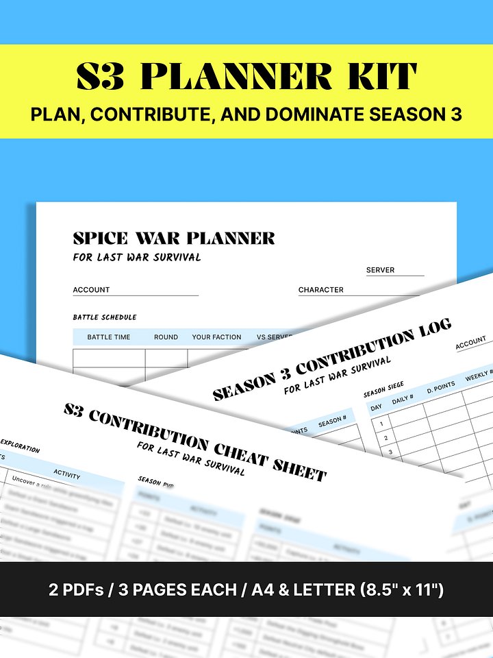 Season 3 Printable Planner Kit for Last War Survival product image (1)