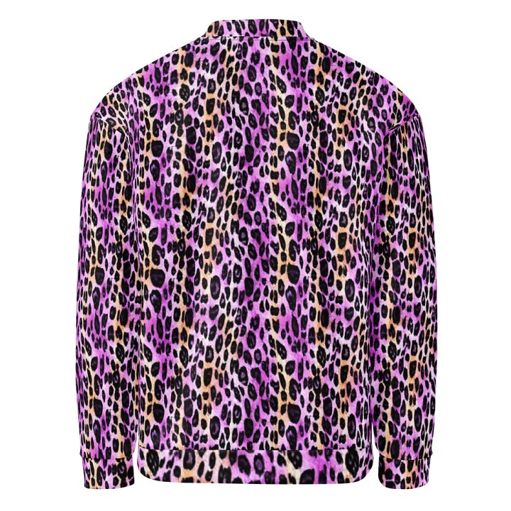 Purple Beige Leopard Bomber Jacket product image (2)