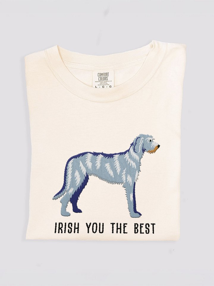 Irish You the Best T-Shirt(Embroidered) of an Irish Wolfhound(Gray) product image (1)