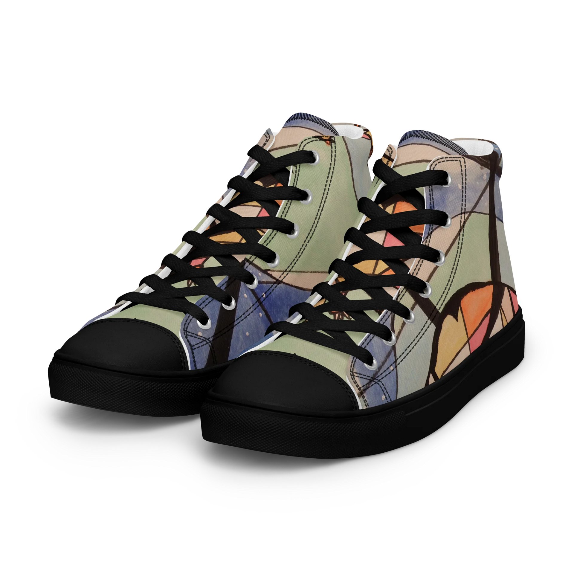 Cubism Painting: The Dream of a Tardigrade Women's High Top Canvas Shoes by Allcolor product image (6)