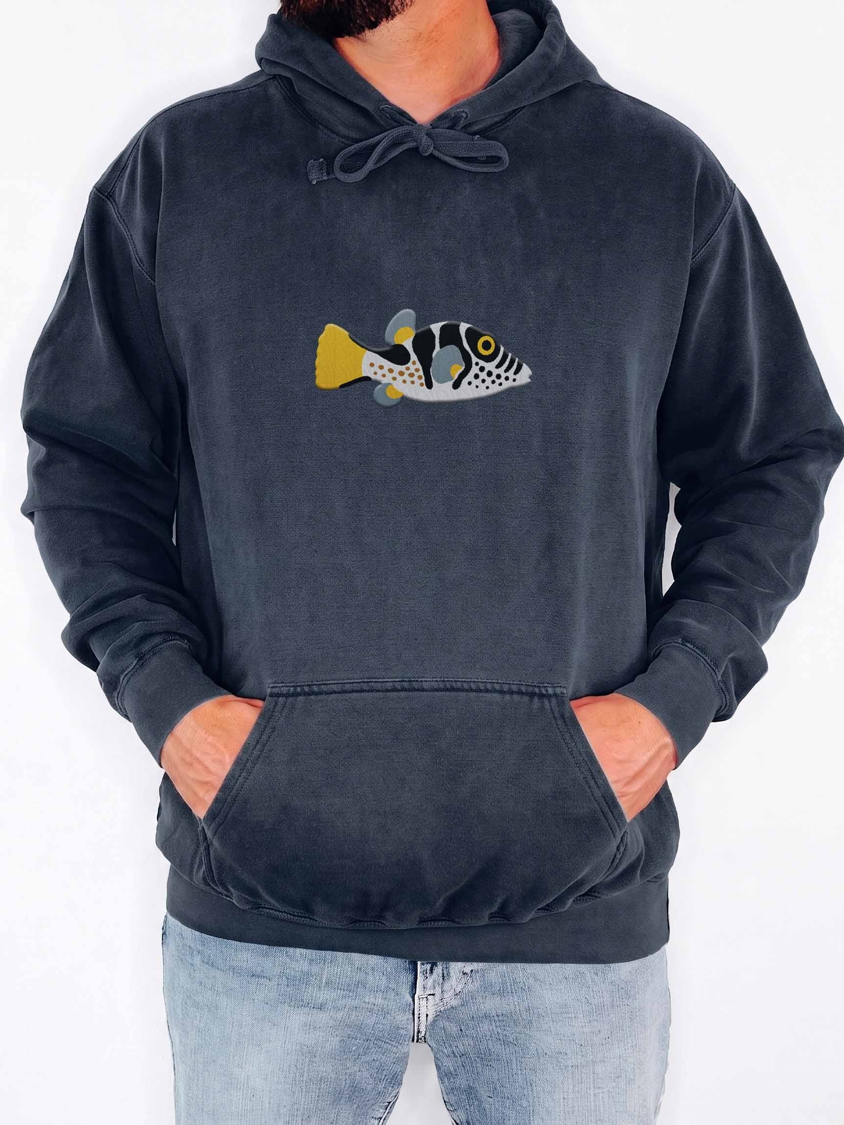Valentini Puffer Embroidered Hoodie | Saltwater Reef Aquarium & Ocean Lover Apparel product image (2)