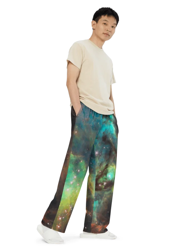 Green Galaxy Unisex Wide-Leg Pants product image (4)