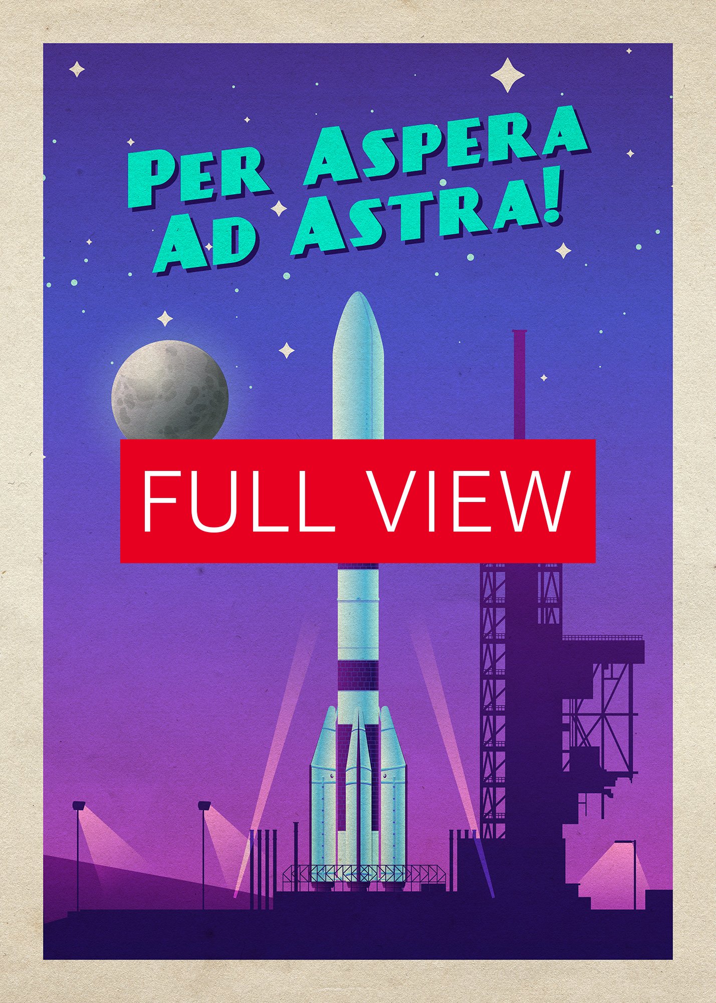 Per Aspera Ad Astra!, ESA Ariane 6 — Vintage space poster, retro space art, propaganda poster, retrofuturism art, retro sci-fi print product image (3)