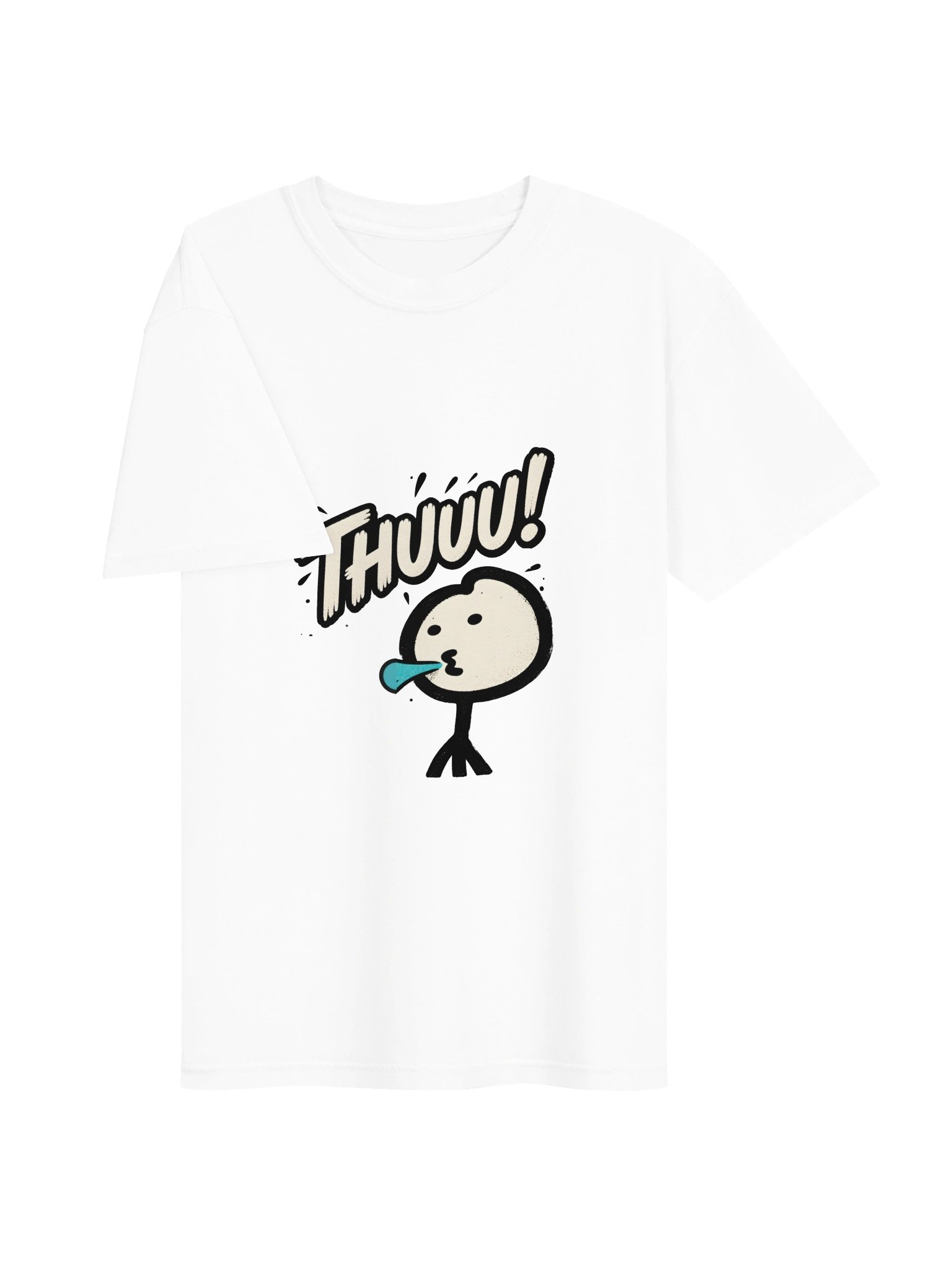Thuuu Printed Unisex T-Shirt in White | Funny Cartoon Spit Graphic Tee product image (3)