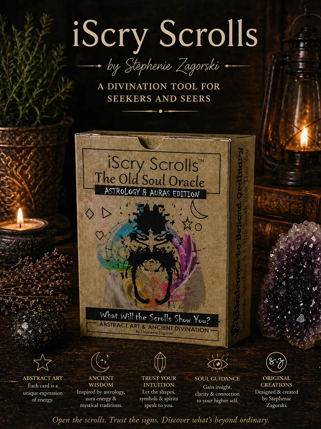 iScry Scrolls | Old Souls Oracle Deck | Astrology & Auras | 62 Cards product image (1)