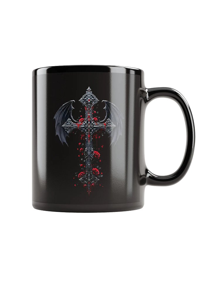 Gothic Cross with Roses Mug (Black) product image (2)