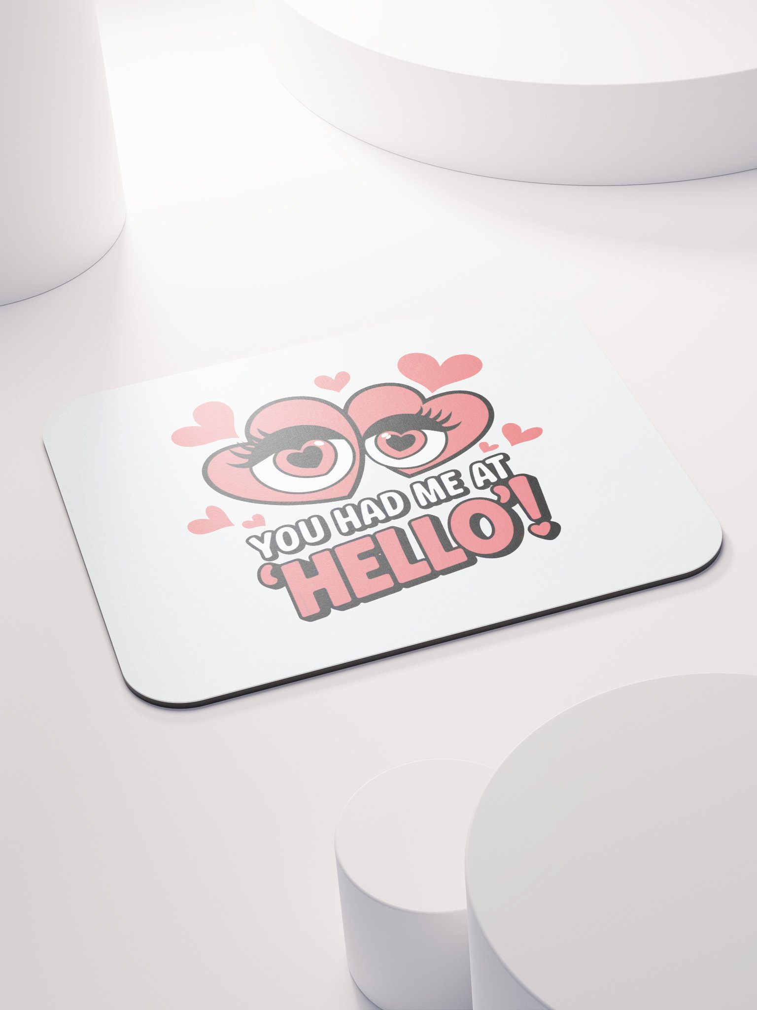 You Had Me At Hello Mouse Pad | Romantic Love Quote Gift | Heart Eyes Desk Accessory product image (4)