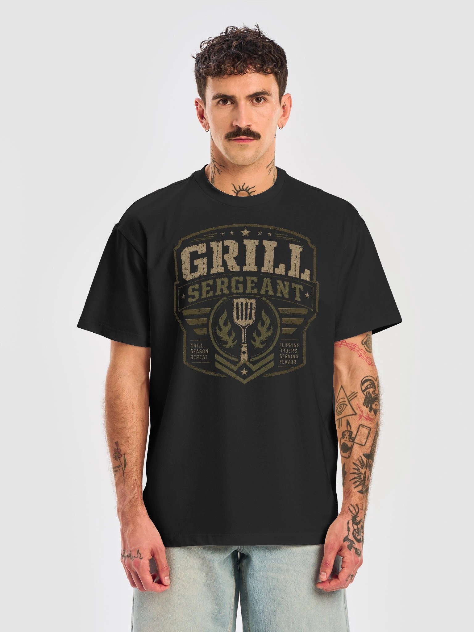 Father's Day 2026 Gift | Grill Sergeant Vintage Military BBQ T-Shirt product image (1)