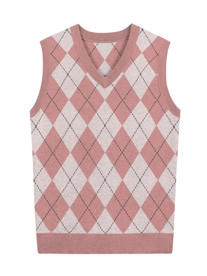 Pink Crossed Diamonds Knitted Vest product image (1)