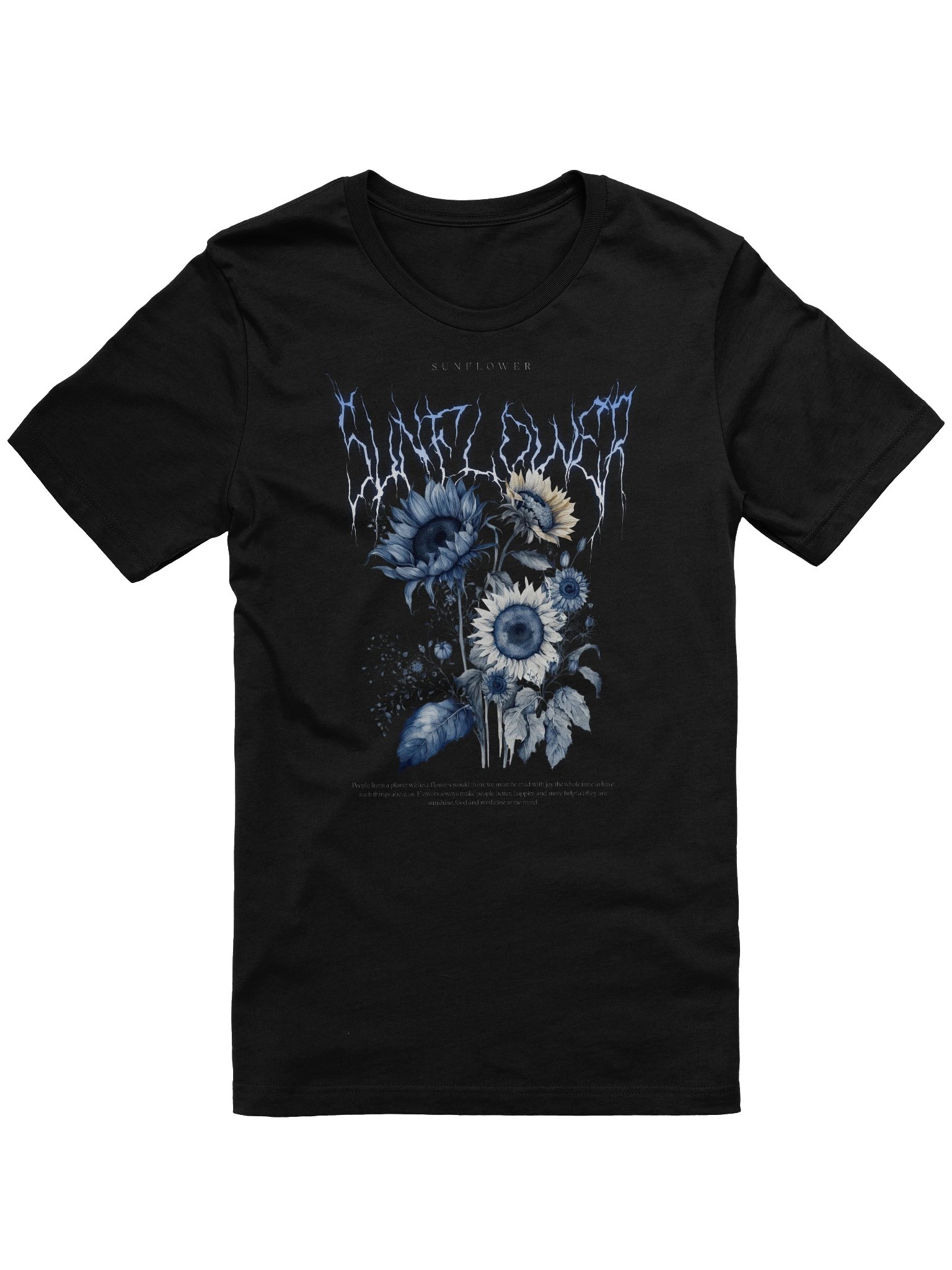 Unique Sunflower Black Metal T-Shirt for Streetwear Fashion product image (1)