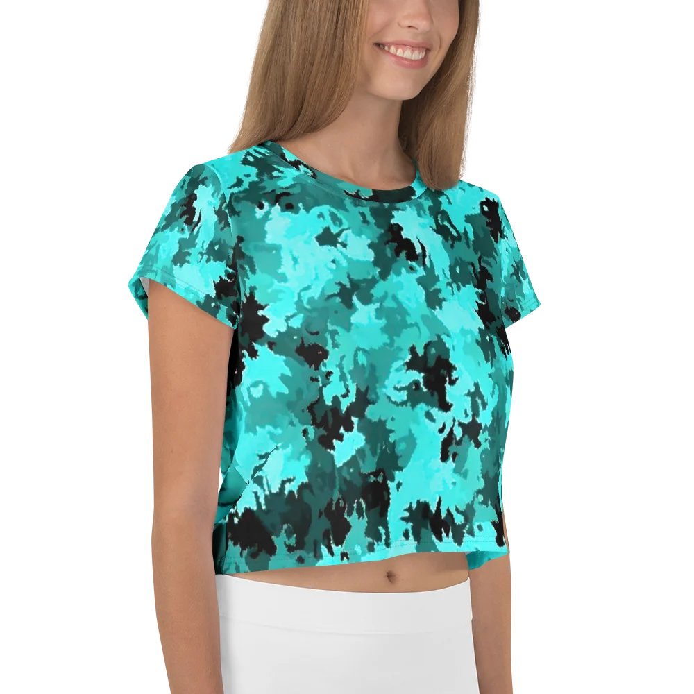 Aqua Camo Dream All-Over Crop Tee product image (4)