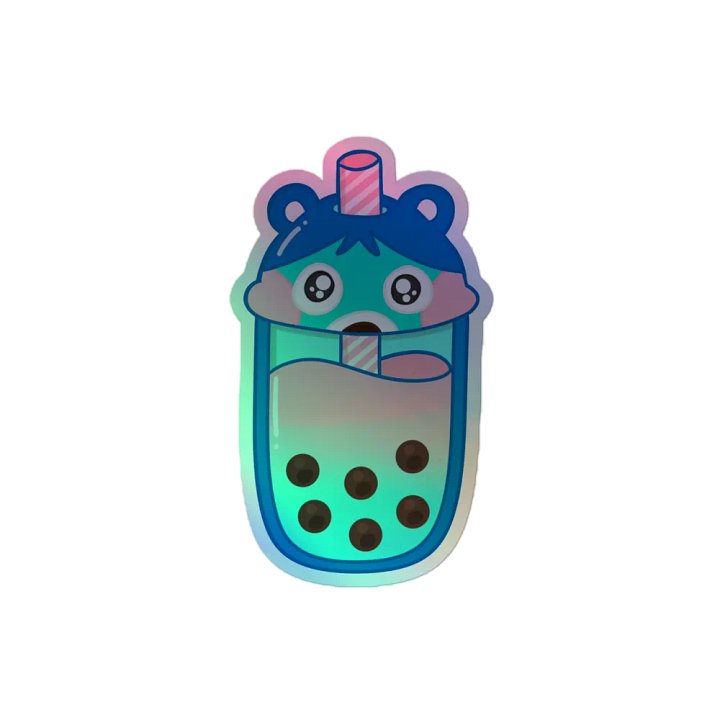 Holograhic Bluebear boba sticker! product image (1)