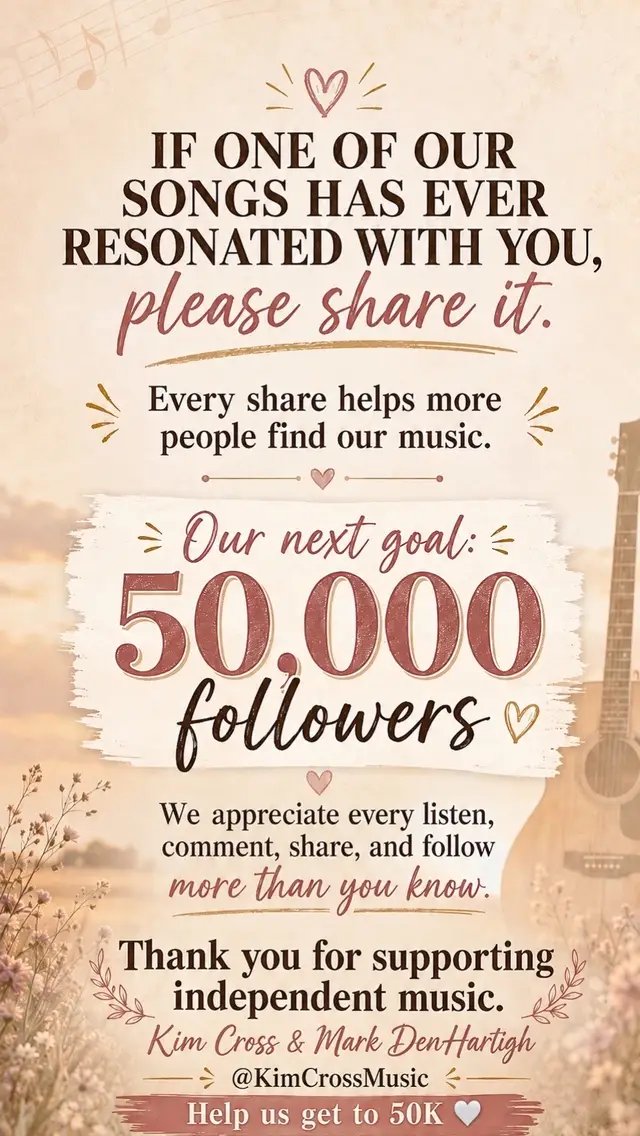 If one of our songs has ever resonated with you, please share it. 🤍 Every share helps more people find our music. Our next goal is 50,000 followers, and we are so grateful for every listen, comment, share, and follow along the way. Thank you for supporting independent music and helping us keep growing. 🤍 Help us get to 50K!😊🥰