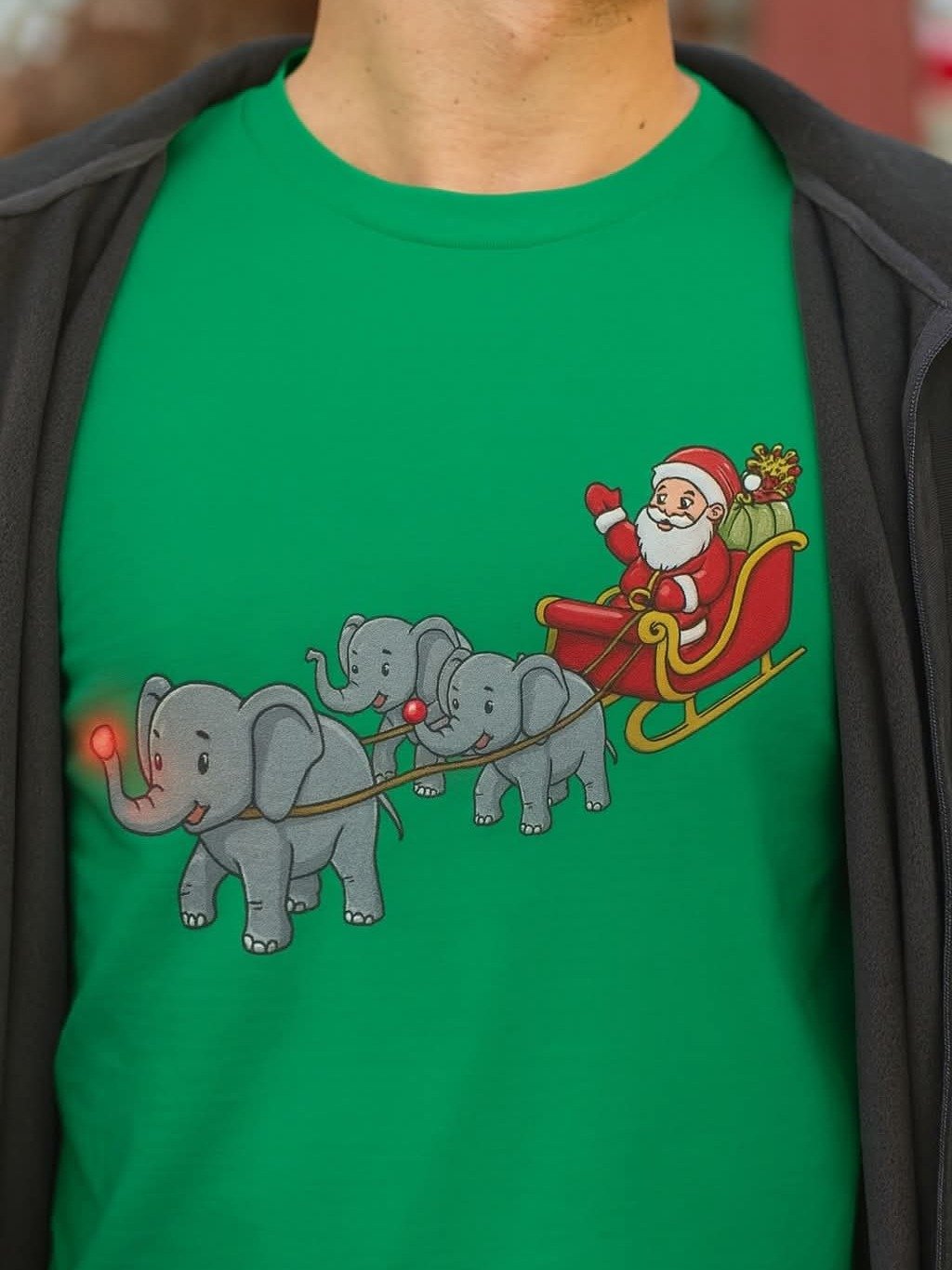 Elephant Sleigh Ride Holiday T-Shirt product image (1)