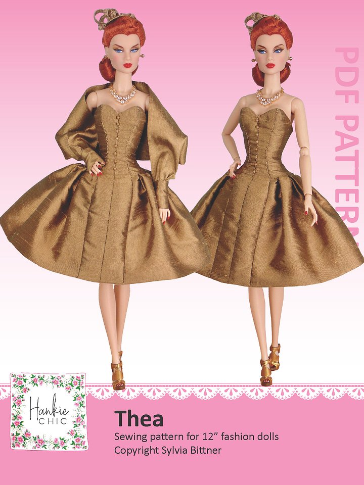 Thea sewing pattern for 12" fashion dolls product image (1)