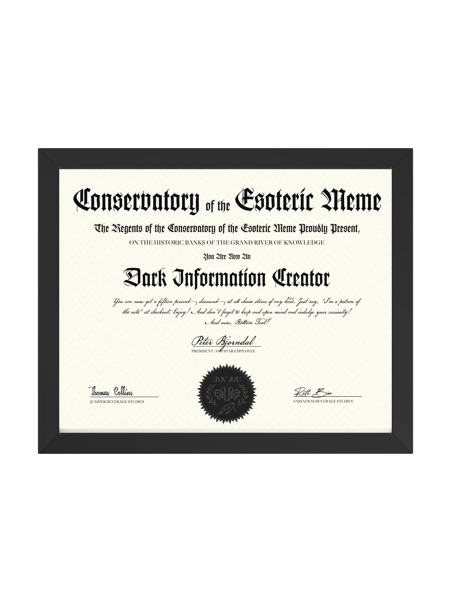 Dark Information Creator Certificate product image (1)