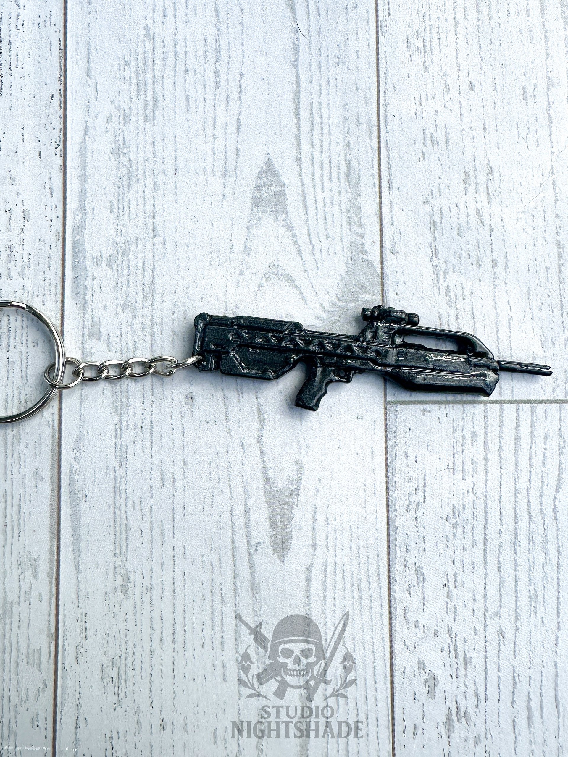 Halo Inspired BR55 Battle Rifle hand painted hand made keychain product image (1)