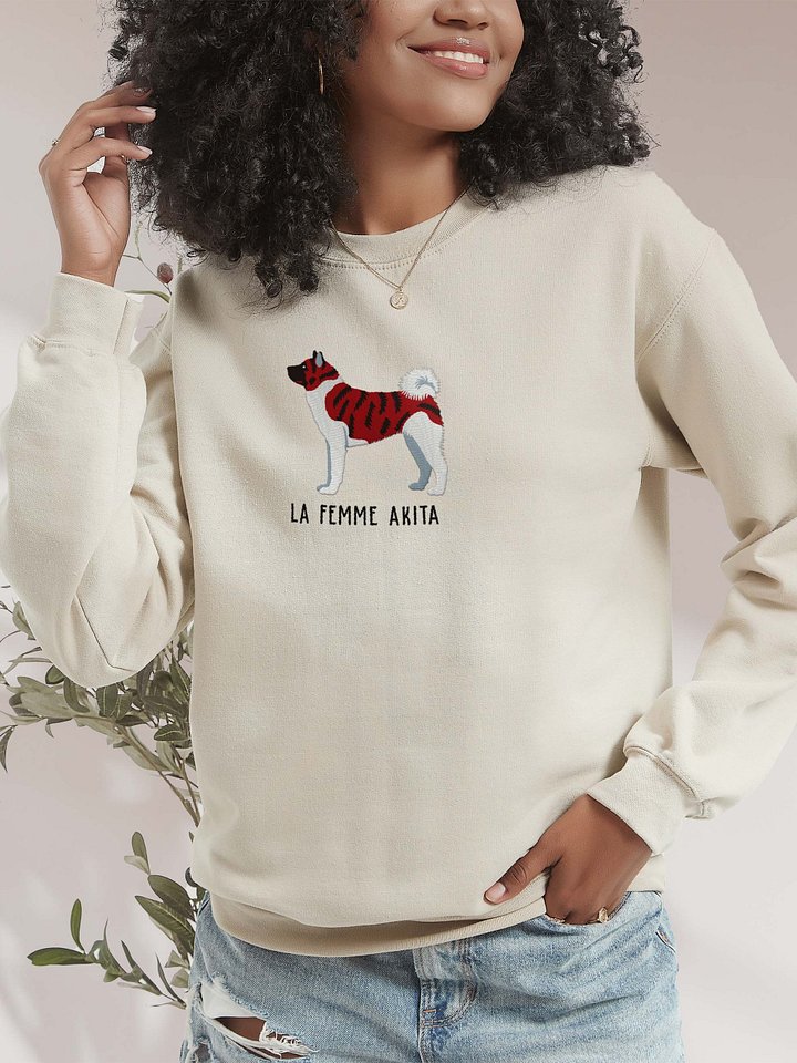 La Femme Akita Sweatshirt (Embroidered) of an American Akita(Red Brindle) product image (2)