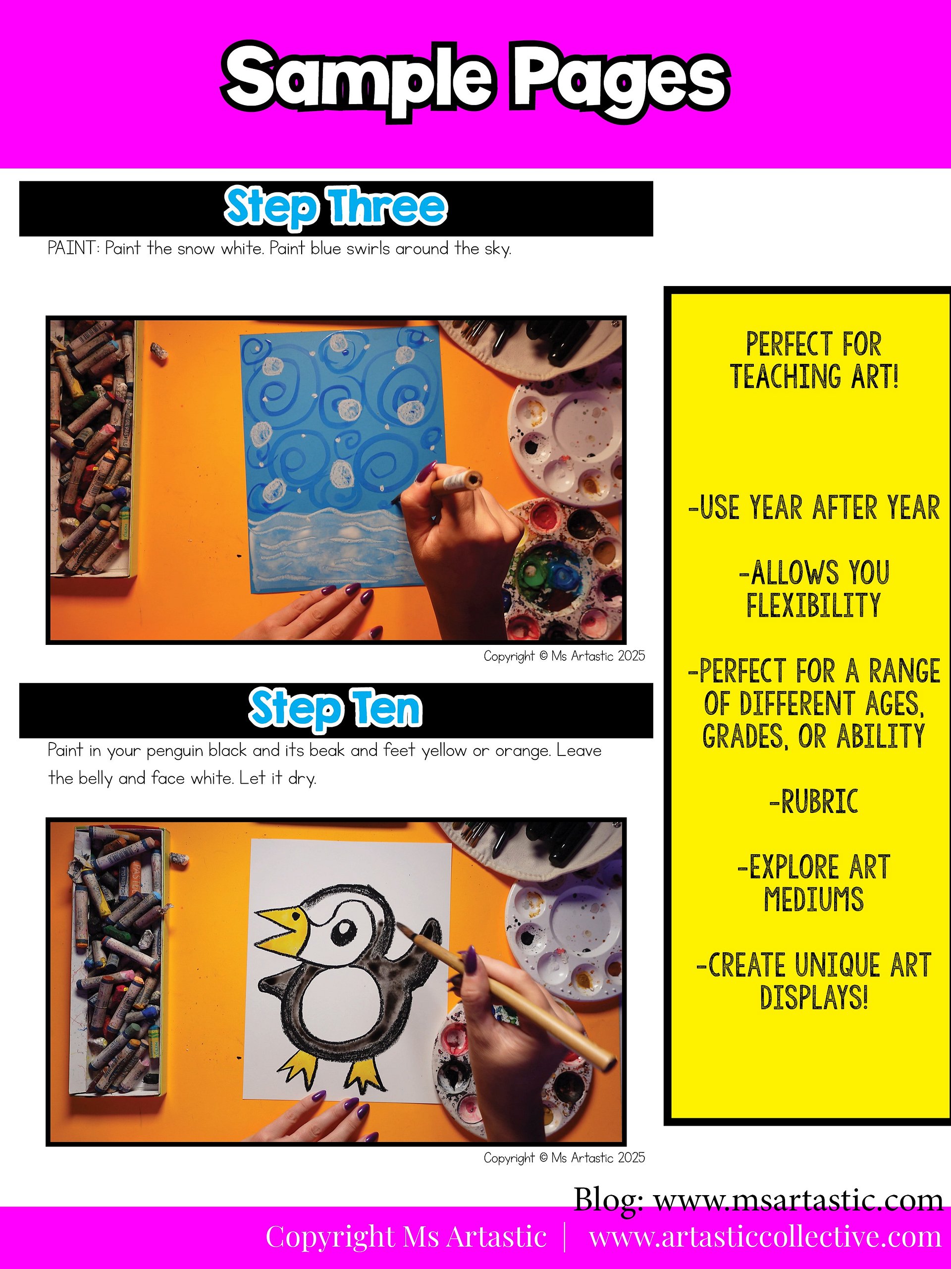 Winter Penguin Art Lesson Penguin Art Project Winter Art Activity Reading Write product image (7)