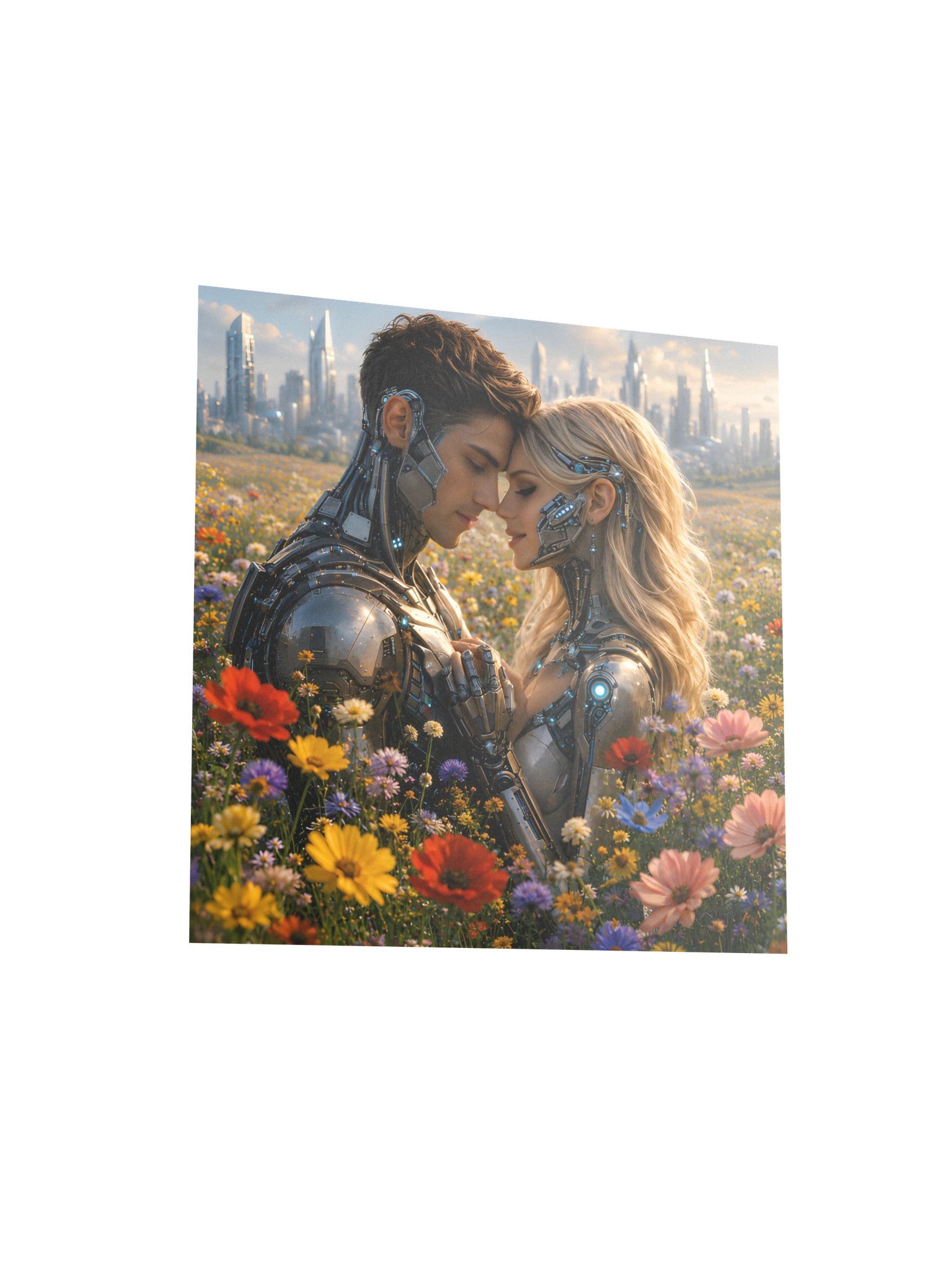 Cyborgs in the Wildflowers | Futuristic Love Wall Art product image (4)
