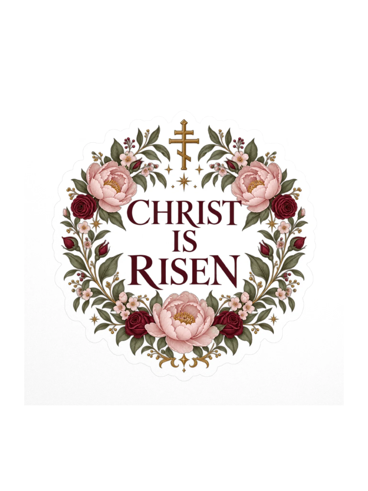 Christ Is Risen! — Orthodox Floral Sticker