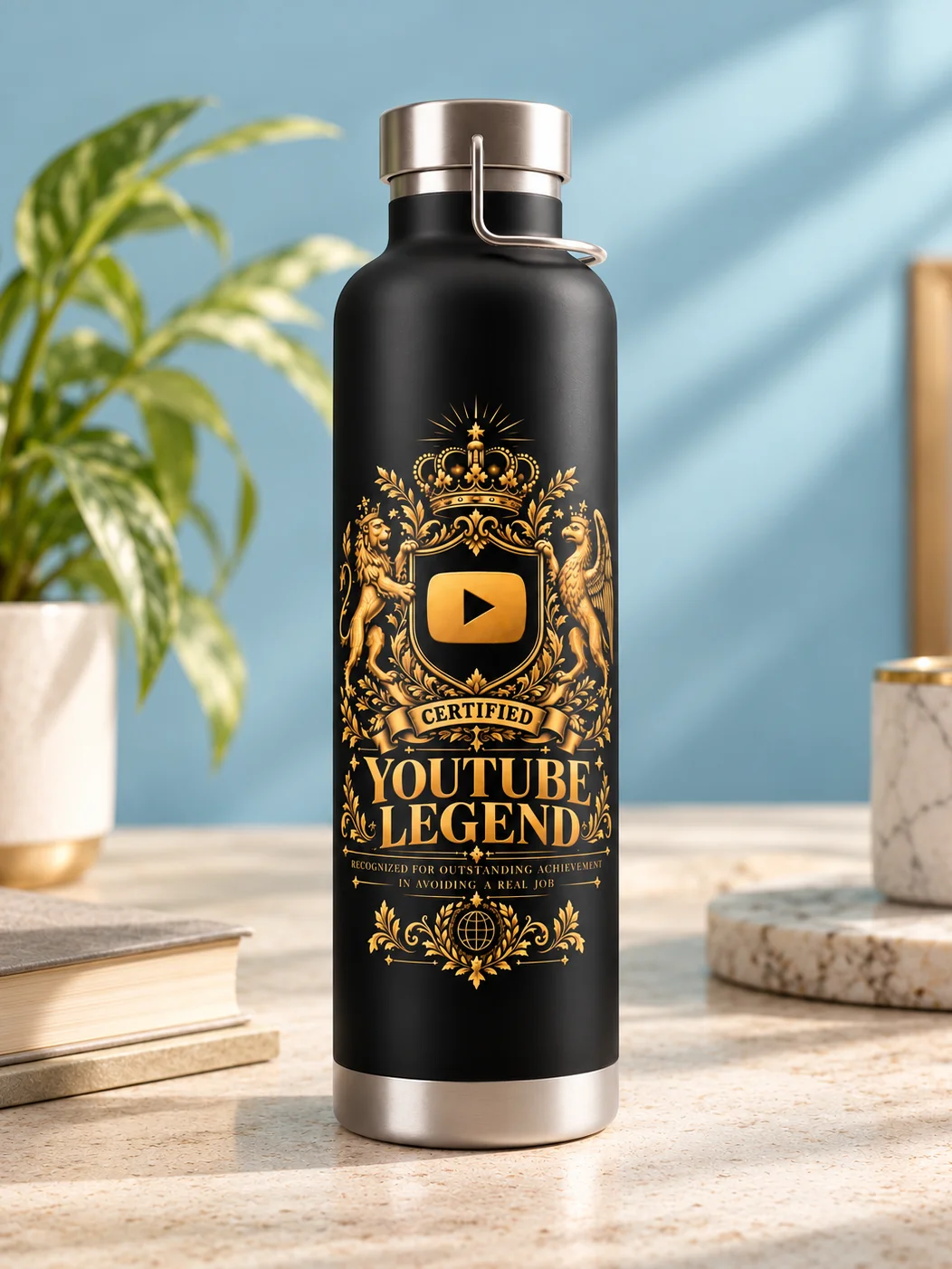 The YouTube Legend Heraldic Water Bottle product image (1)